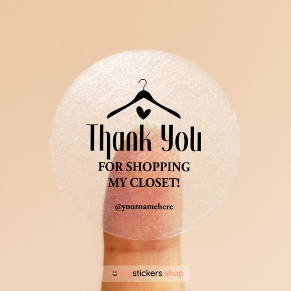Thank You For Shopping My Closet Stickers with Name or Custom Text - Picture 15 of 17